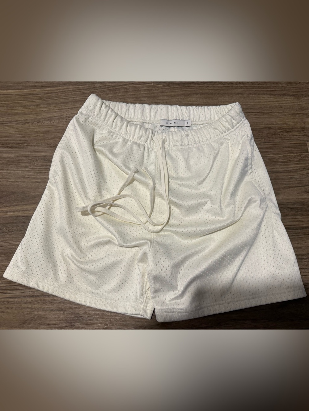 MNML White Mesh Drawcord Athletic Shorts